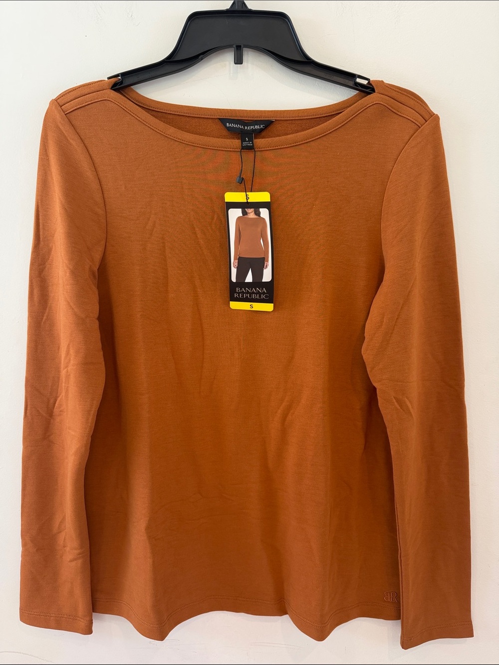 Banana Republic Rust Orange Long-Sleeve Boatneck Tee